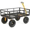 imageGorilla Carts GOR1400COM Steel Utility Garden Cart HeavyDuty Convertible 2in1 Handle and Removable Sides 12 cu ft 1400 lb Capacity BlackBlack