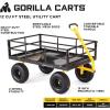 imageGorilla Carts GOR1400COM Steel Utility Garden Cart HeavyDuty Convertible 2in1 Handle and Removable Sides 12 cu ft 1400 lb Capacity BlackBlack