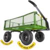 imageGorilla Carts GOR1400COM Steel Utility Garden Cart HeavyDuty Convertible 2in1 Handle and Removable Sides 12 cu ft 1400 lb Capacity BlackGreen