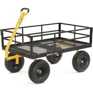 imageGorilla Carts GOR1400COM Steel Utility Garden Cart HeavyDuty Convertible 2in1 Handle and Removable Sides 12 cu ft 1400 lb Capacity BlackBlack