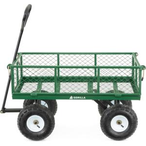imageGorilla Carts Steel Utility Cart Tow Behind Yard and Garden Wagon 1000 LbGreen
