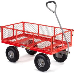 imageGorilla Carts Steel Utility Cart Tow Behind Yard and Garden Wagon 1000 LbRed