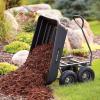 imageGorilla Carts Heavy Duty Poly Yard Dump Cart Garden Wagon Utility Wagon with Easy to Assemble Steel Frame 1500 Pound Capacity and 16 Inch Tires4Cubic Feet