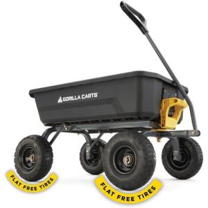 imageGorilla Carts 7GCGNF HeavyDuty Poly Dump Garden Cart with NoFlat Tires 7 Cubic Feet 1200Pound Capacity Black Amazon Exclusive4Cubic Feet
