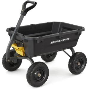 imageGorilla Carts 7GCGNF HeavyDuty Poly Dump Garden Cart with NoFlat Tires 7 Cubic Feet 1200Pound Capacity Black Amazon Exclusive7Cubic Feet